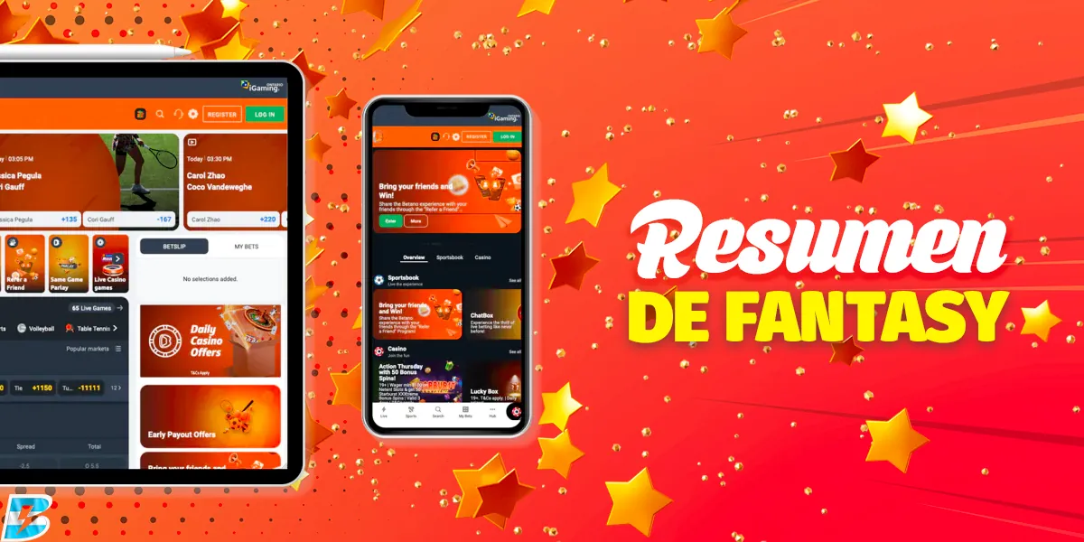 Resumen de las apuestas y los juegos en la sección Fantacy
