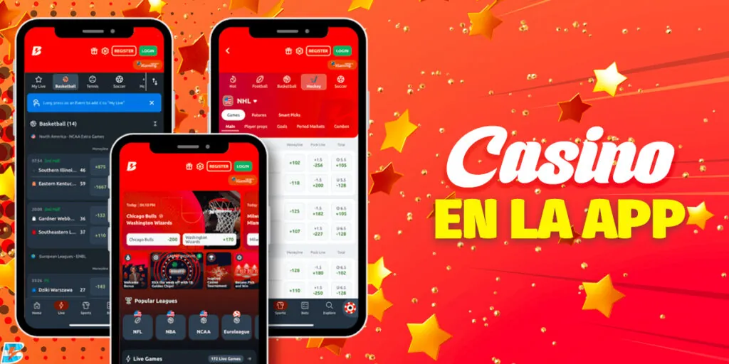 Casino y apuestas en la aplicación